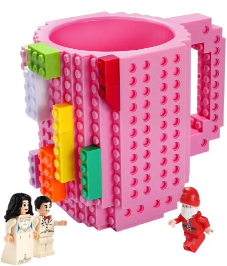 pink lego mug